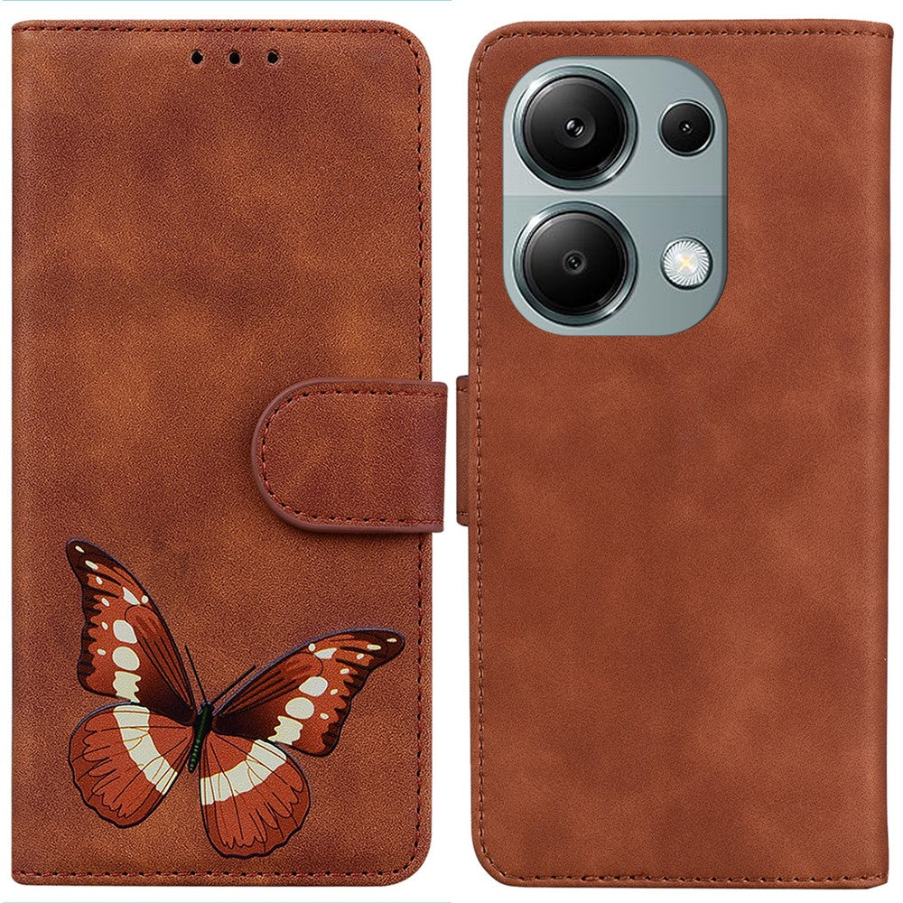 Xiaomi Redmi Note 13 Pro 4G / Poco M6 Pro 4G-skal Fjärils PU-läder Plånboksfodral
