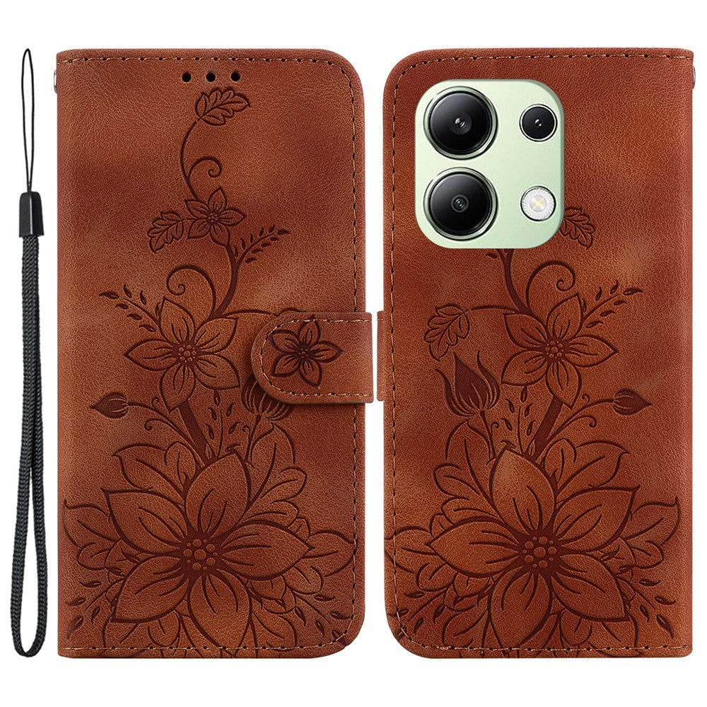 Xiaomi Redmi Note 13 4G Läderfodral Stativ mobil Plånboksfodral Blommönster
