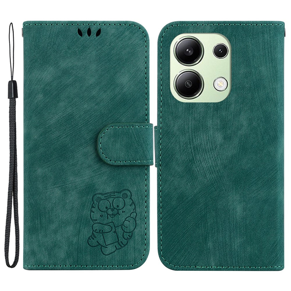 For Xiaomi Redmi Note 13 4G Case Cute Tiger Imprinted Leather Phone Cover
