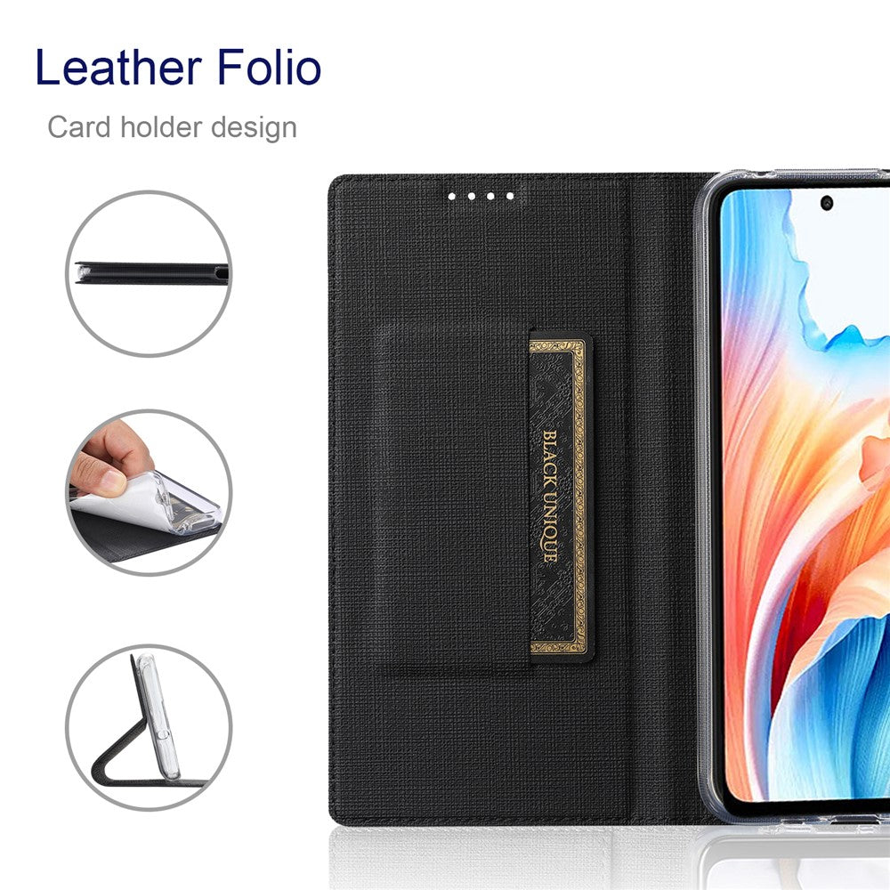 VILI DMX-serien för Oppo A79 5G / A2 5G-skal med korthållare i läder, magnetisk stängning, mobilskal