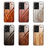 For Xiaomi Redmi Note 13 Pro+ 5G Case Tempered Glass+TPU Phone Cover with Wood Texture