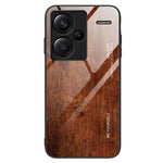 For Xiaomi Redmi Note 13 Pro+ 5G Case Tempered Glass+TPU Phone Cover with Wood Texture