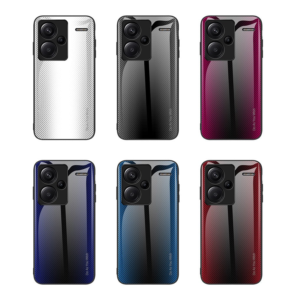 Hærdet glas + TPU-beskyttelsescover til Xiaomi Redmi Note 13 Pro+ 5G med kulfiberstruktur