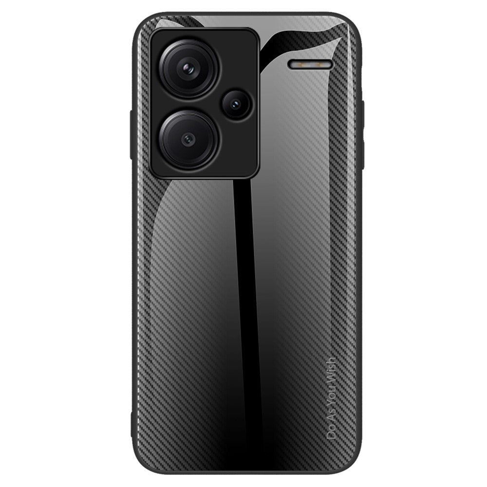 Hærdet glas + TPU-beskyttelsescover til Xiaomi Redmi Note 13 Pro+ 5G med kulfiberstruktur