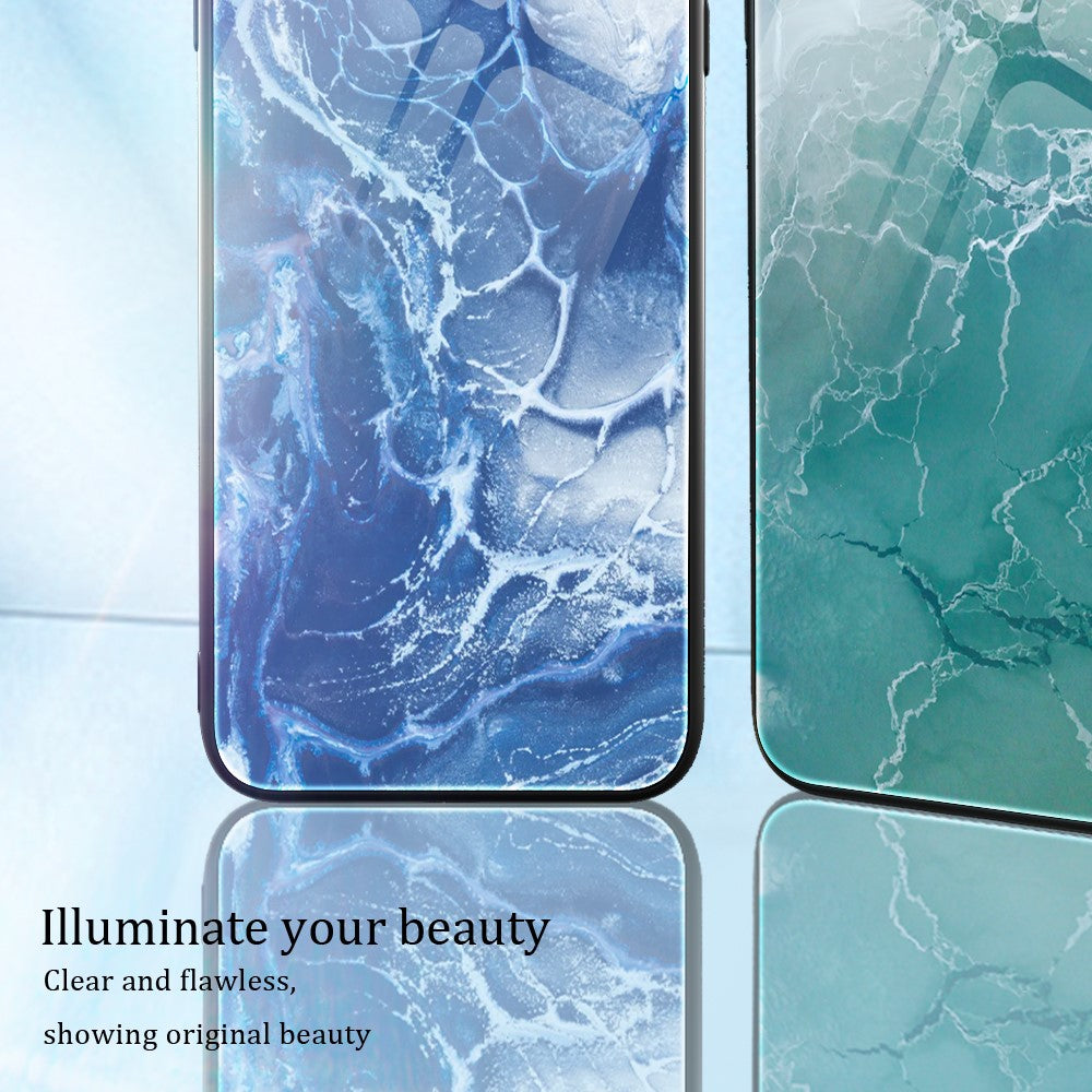 For Xiaomi Redmi Note 13 Pro 5G / Poco X6 5G Case Tempered Glass Back Phone Cover with Marble Pattern