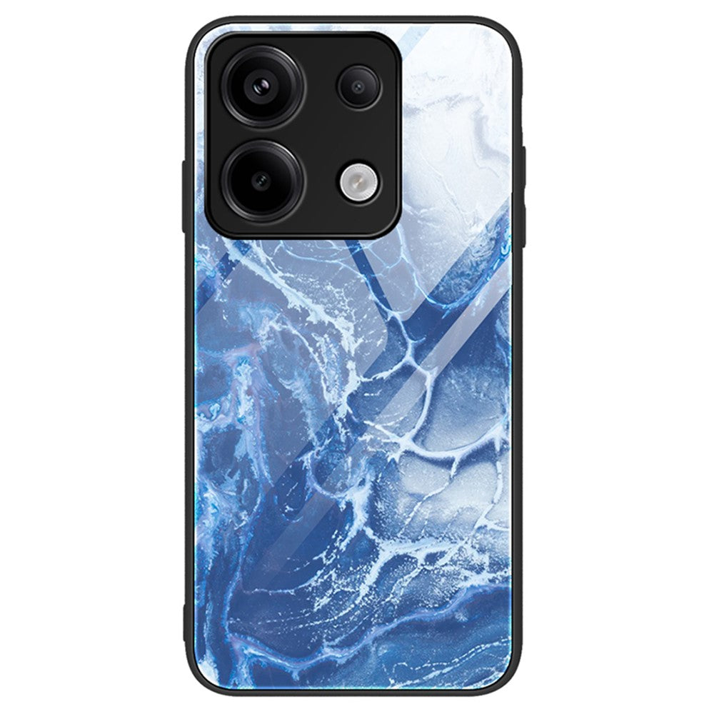 For Xiaomi Redmi Note 13 Pro 5G / Poco X6 5G Case Tempered Glass Back Phone Cover with Marble Pattern