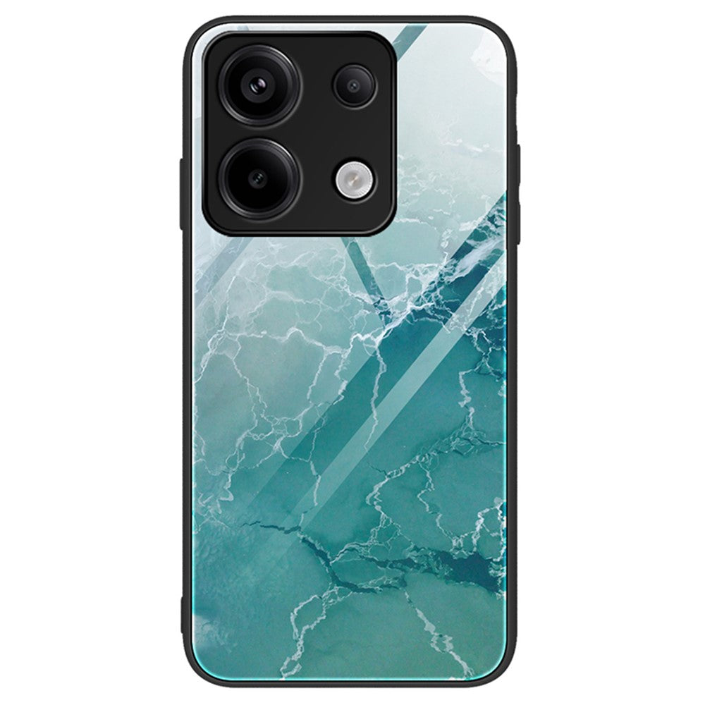 For Xiaomi Redmi Note 13 Pro 5G / Poco X6 5G Case Tempered Glass Back Phone Cover with Marble Pattern