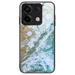 For Xiaomi Redmi Note 13 Pro 5G / Poco X6 5G Case Tempered Glass Back Phone Cover with Marble Pattern