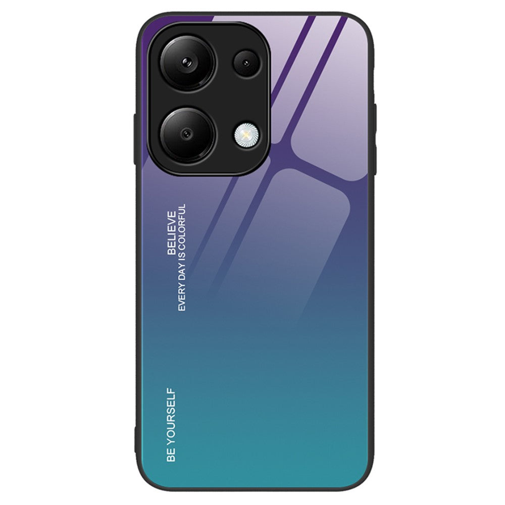 For Xiaomi Redmi Note 13 Pro 4G / Poco M6 Pro 4G Cell Phone Case Tempered Glass+PC+TPU Gradient Cover