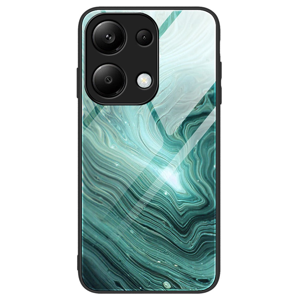 For Xiaomi Redmi Note 13 Pro 4G / Poco M6 Pro 4G Case Marble Pattern Tempered Glass Phone Back Protector