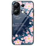 For Xiaomi Redmi Note 13 4G Case Pattern Printing Tempered Glass+PC+TPU Phone Cover