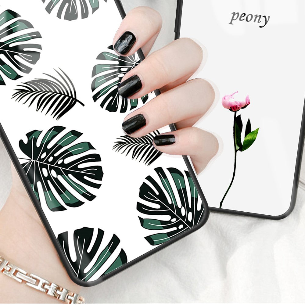 For Xiaomi Redmi Note 13 4G Case Pattern Printing Tempered Glass+PC+TPU Phone Cover