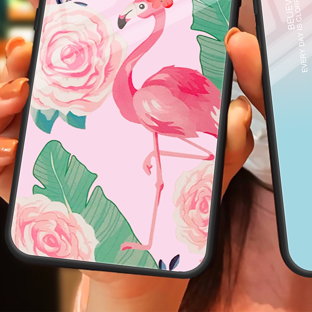 For Xiaomi Redmi Note 13 4G Case Pattern Printing Tempered Glass+PC+TPU Phone Cover