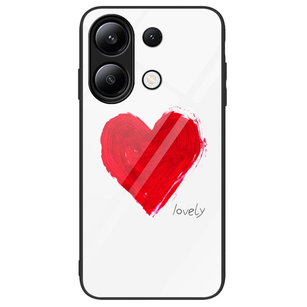 For Xiaomi Redmi Note 13 4G Case Pattern Printing Tempered Glass+PC+TPU Phone Cover