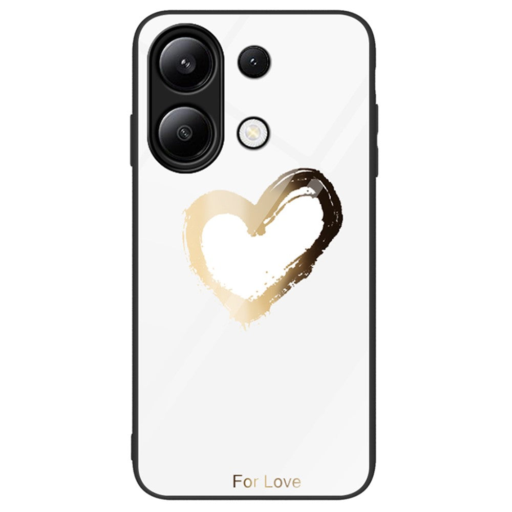 For Xiaomi Redmi Note 13 4G Case Pattern Printing Tempered Glass+PC+TPU Phone Cover