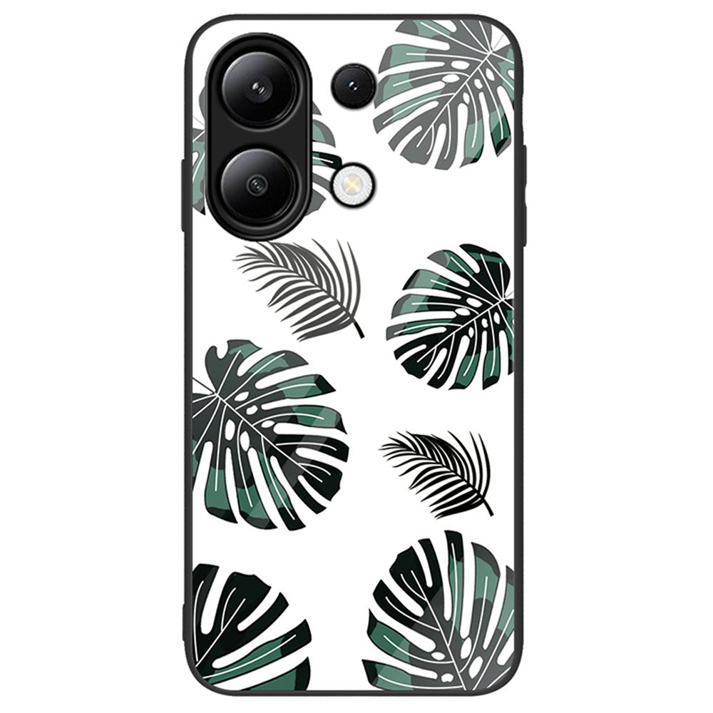 For Xiaomi Redmi Note 13 4G Case Pattern Printing Tempered Glass+PC+TPU Phone Cover