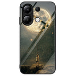 For Xiaomi Redmi Note 13 4G Case Pattern Printing Tempered Glass+PC+TPU Phone Cover