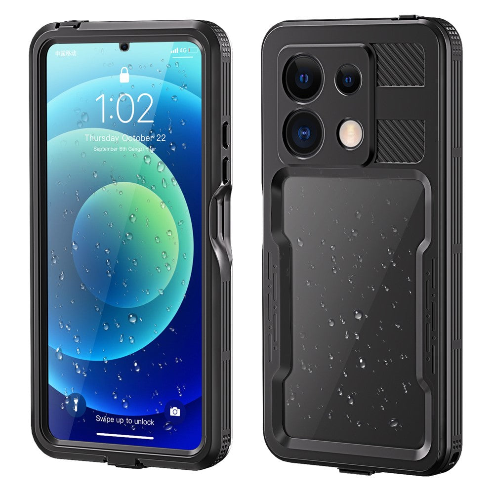 REDPEPPER A-serien för Xiaomi Redmi Note 13 5G-skal IP68 vattentätt inbyggt skärmskydd mobilfodral