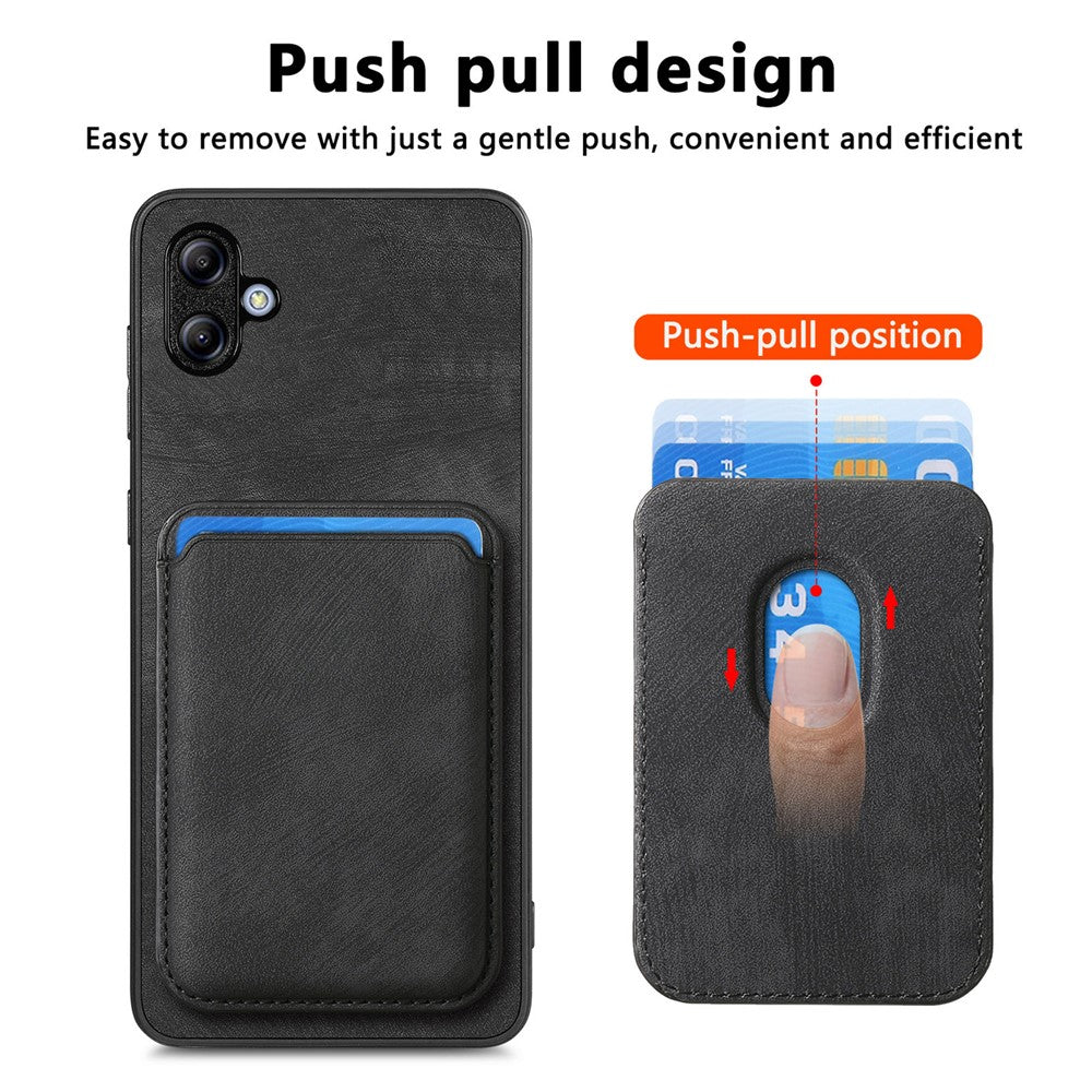 Til Samsung Galaxy A05 4G Etui Magnetisk Etui Læder Bagcover med Aftagelig Kortholder