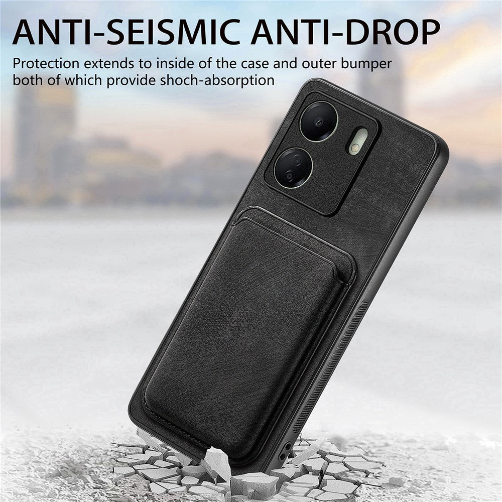 For Xiaomi Redmi 13C 4G / Poco C65 4G Case Compatible with MagSafe Leather Back Cover with Detachable Card Holder