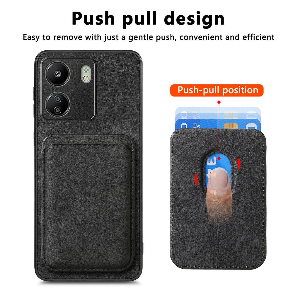 For Xiaomi Redmi 13C 4G / Poco C65 4G Case Compatible with MagSafe Leather Back Cover with Detachable Card Holder