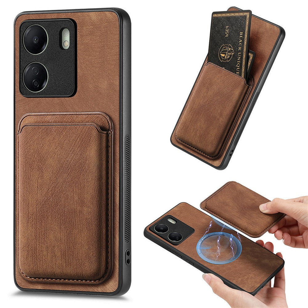 For Xiaomi Redmi 13C 4G / Poco C65 4G Case Compatible with MagSafe Leather Back Cover with Detachable Card Holder