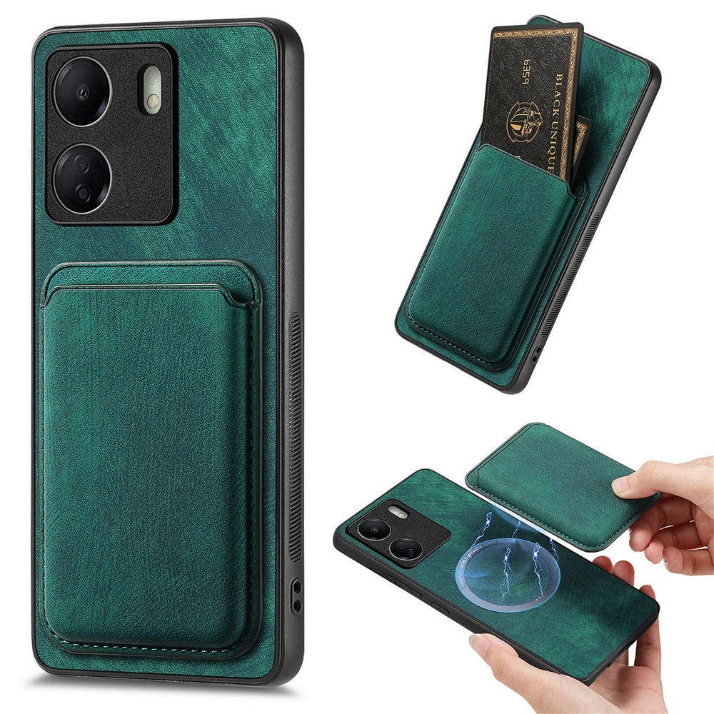 For Xiaomi Redmi 13C 4G / Poco C65 4G Case Compatible with MagSafe Leather Back Cover with Detachable Card Holder