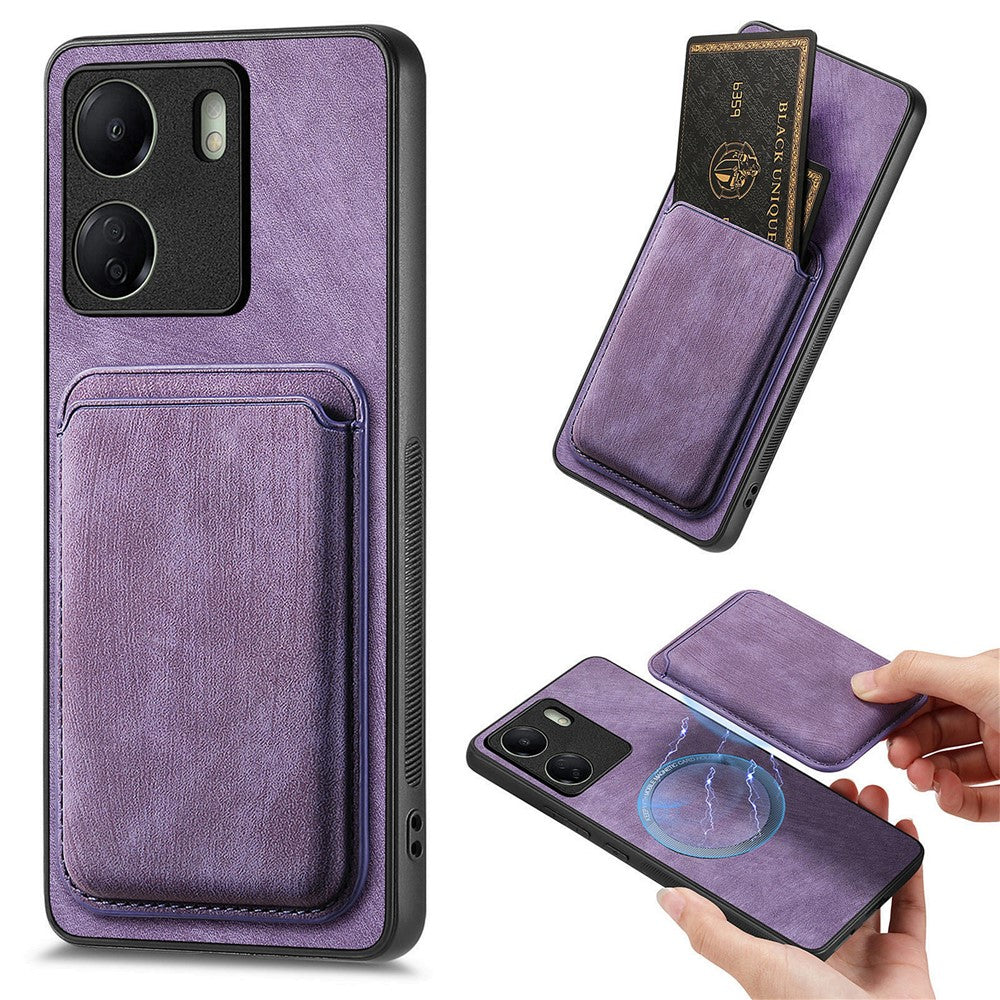 For Xiaomi Redmi 13C 4G / Poco C65 4G Case Compatible with MagSafe Leather Back Cover with Detachable Card Holder