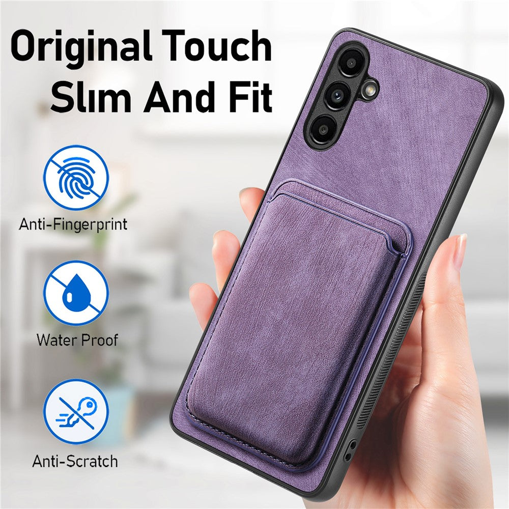 For Samsung Galaxy A25 5G (Global) (161mm) Magnetic Case Leather Back Cover with Detachable Card Holder