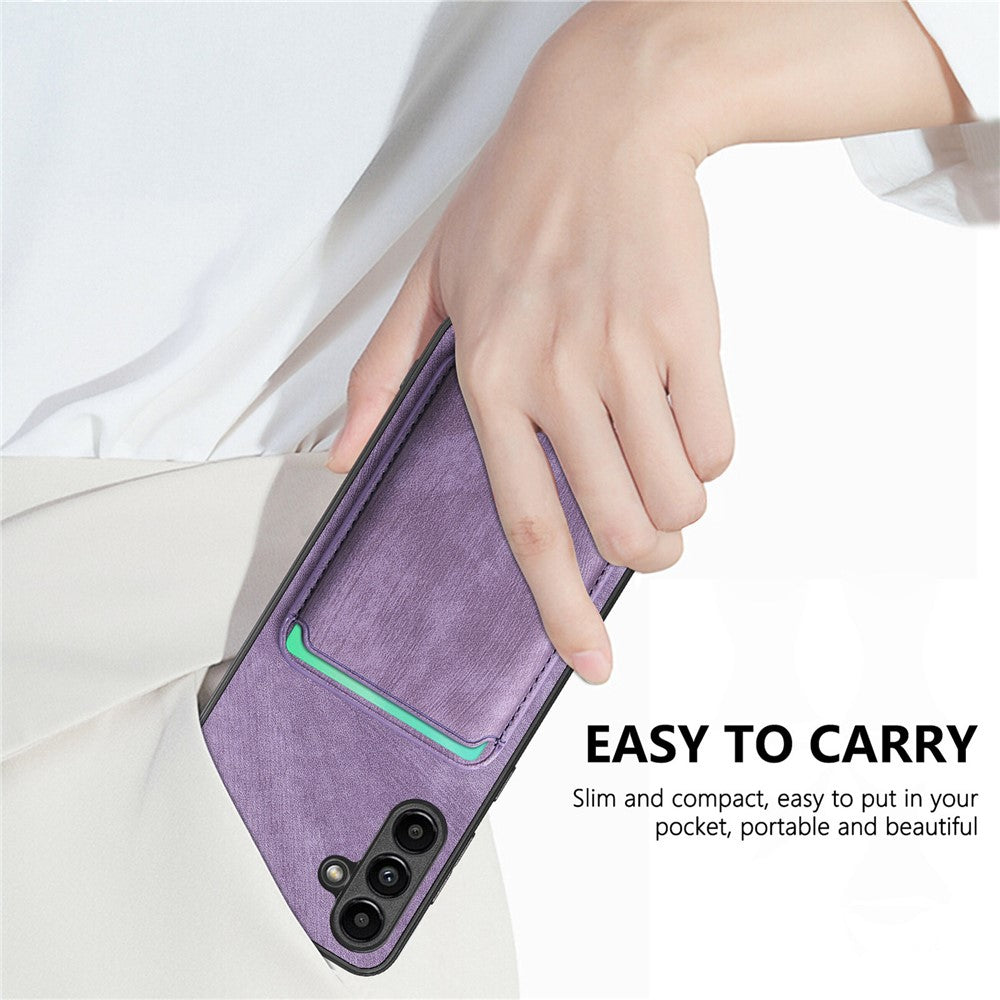 For Samsung Galaxy A25 5G (Global) (161mm) Magnetic Case Leather Back Cover with Detachable Card Holder