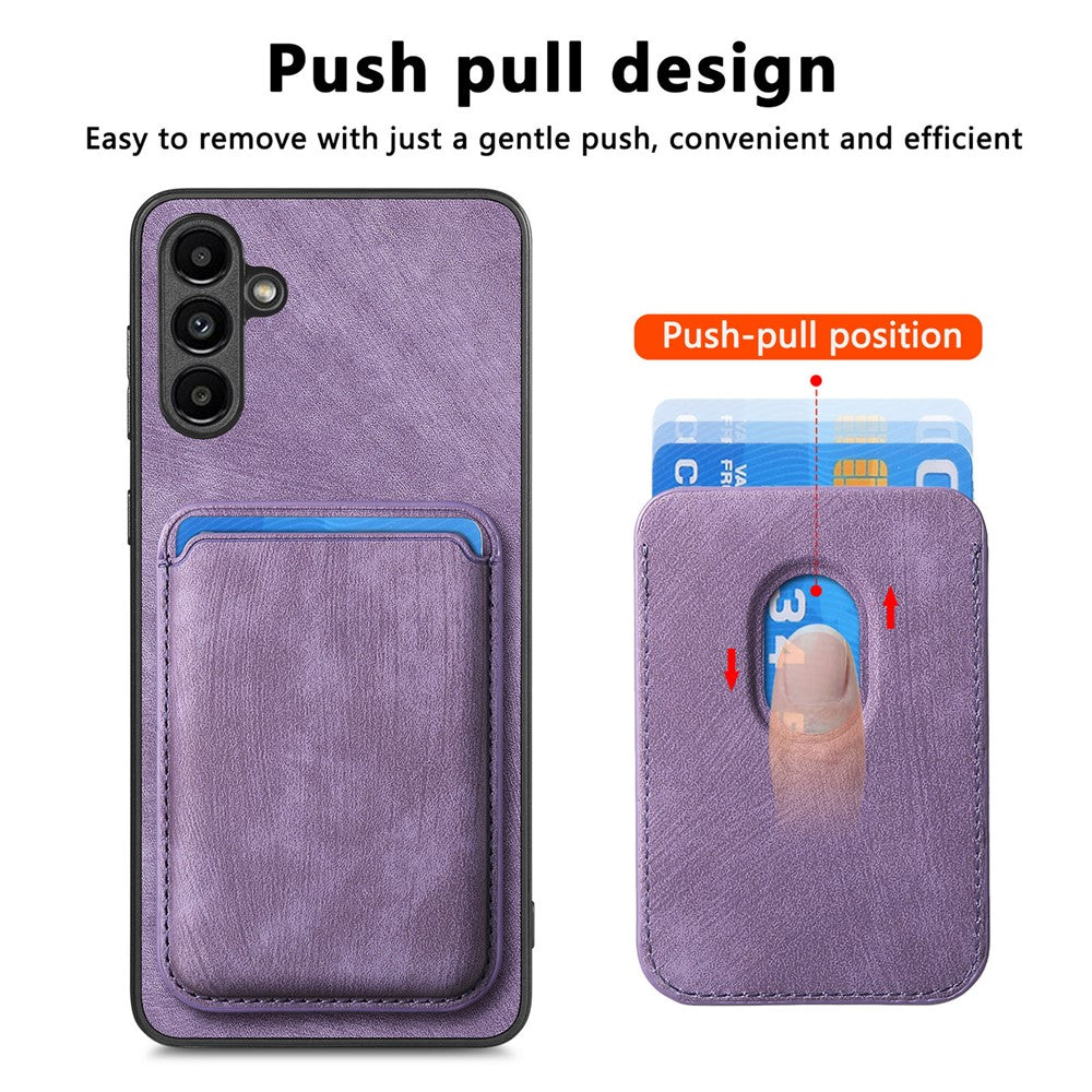 For Samsung Galaxy A25 5G (Global) (161mm) Magnetic Case Leather Back Cover with Detachable Card Holder