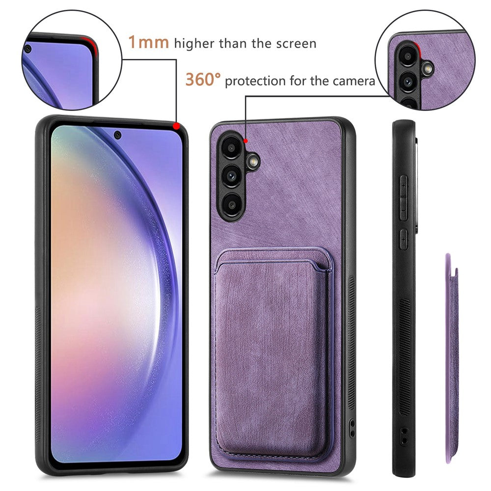 For Samsung Galaxy A25 5G (Global) (161mm) Magnetic Case Leather Back Cover with Detachable Card Holder
