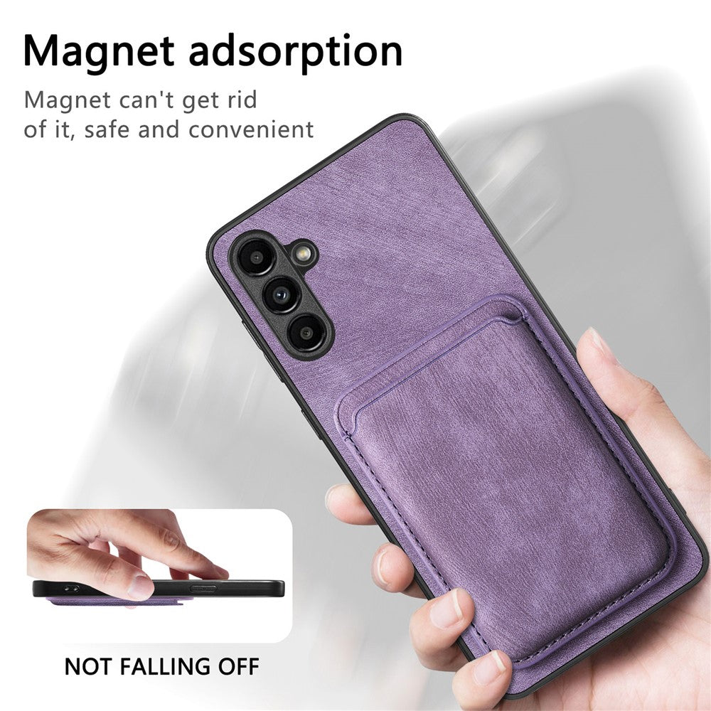 For Samsung Galaxy A25 5G (Global) (161mm) Magnetic Case Leather Back Cover with Detachable Card Holder