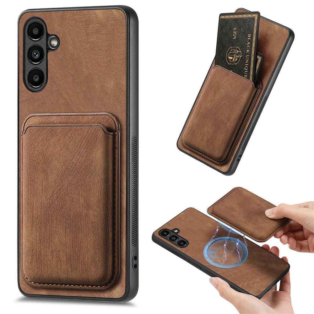 Til Samsung Galaxy A34 5G magnetisk cover med aftagelig kortholder i læder