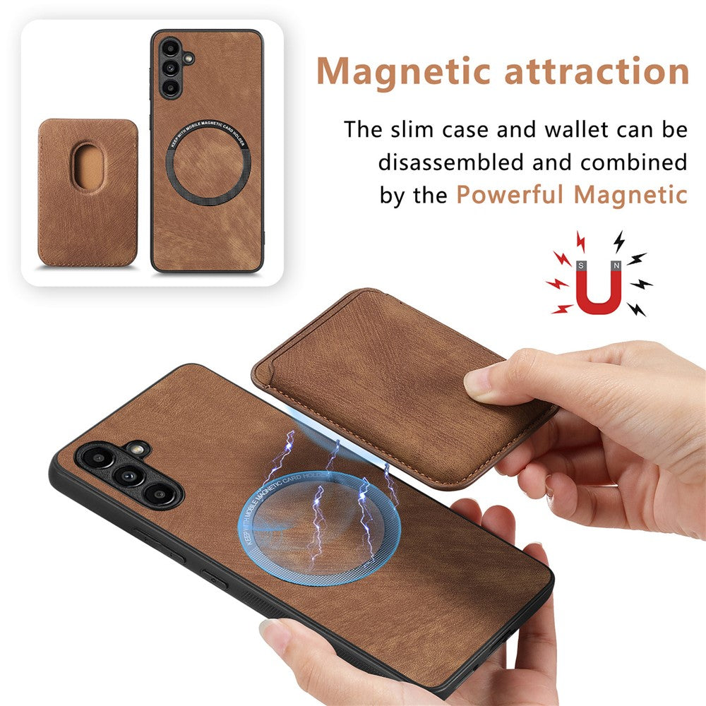 Til Samsung Galaxy A34 5G magnetisk cover med aftagelig kortholder i læder