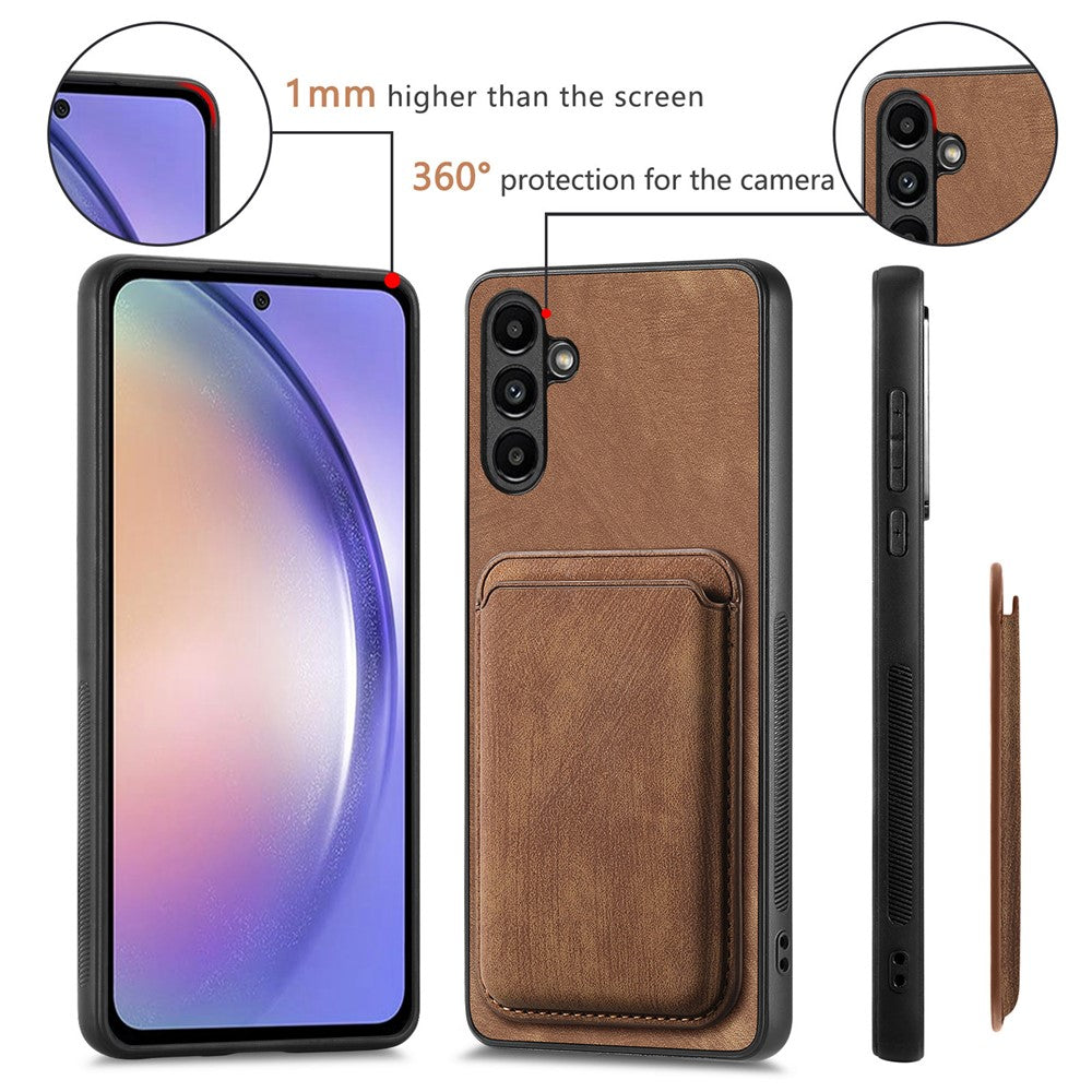Til Samsung Galaxy A34 5G magnetisk cover med aftagelig kortholder i læder