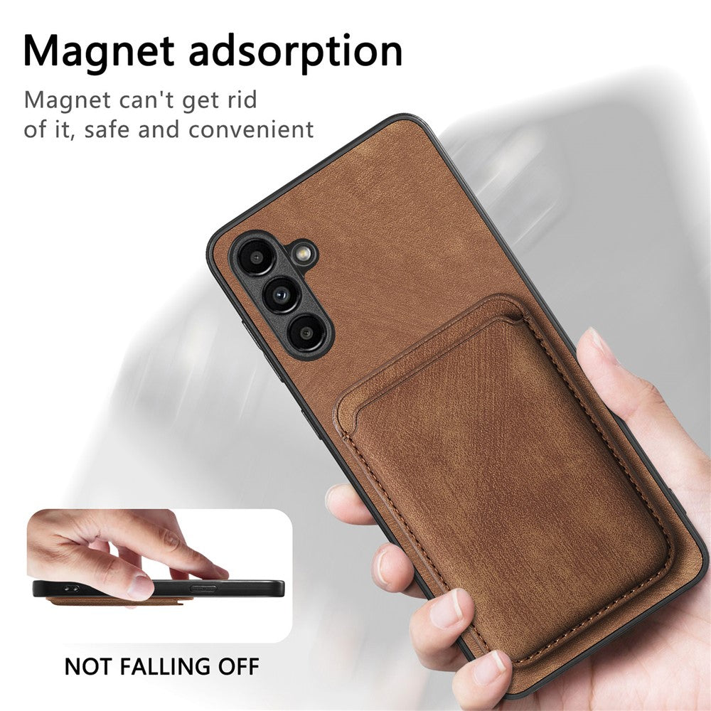 Til Samsung Galaxy A34 5G magnetisk cover med aftagelig kortholder i læder