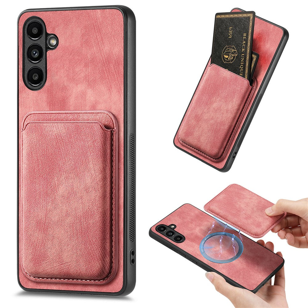 Til Samsung Galaxy A34 5G magnetisk cover med aftagelig kortholder i læder
