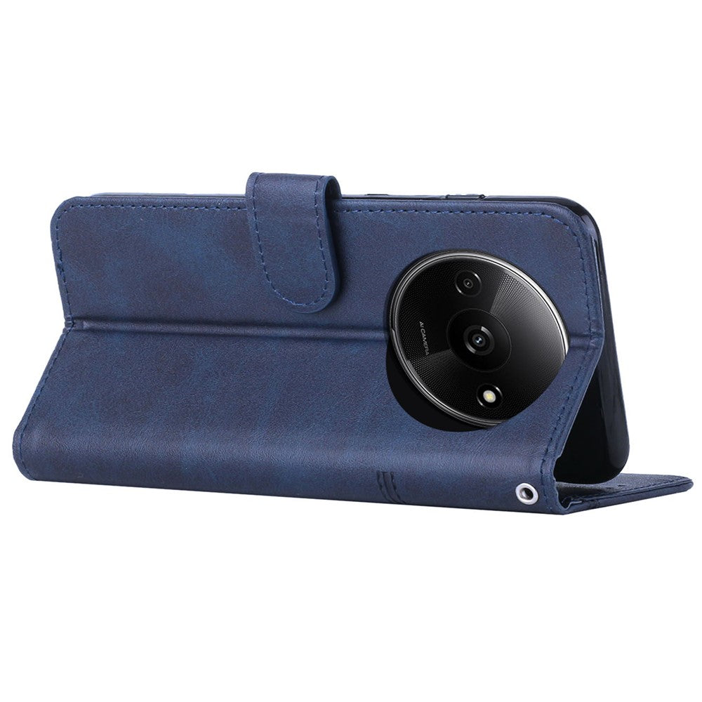 For Xiaomi Redmi A3 4G / Poco C61 4G Case Calf Texture Leather Wallet Phone Cover with Folio Stand