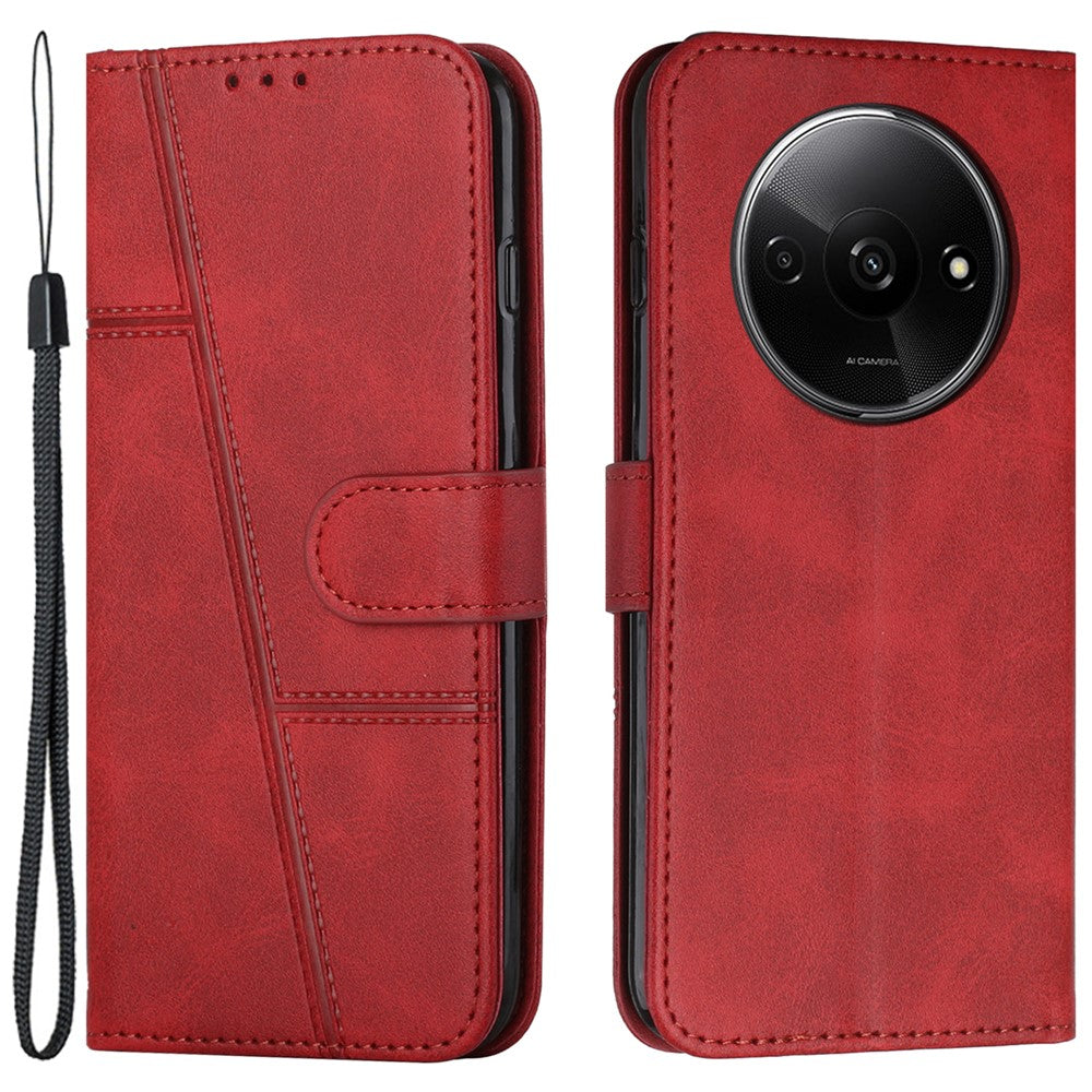 For Xiaomi Redmi A3 4G / Poco C61 4G Case Calf Texture Leather Wallet Phone Cover with Folio Stand
