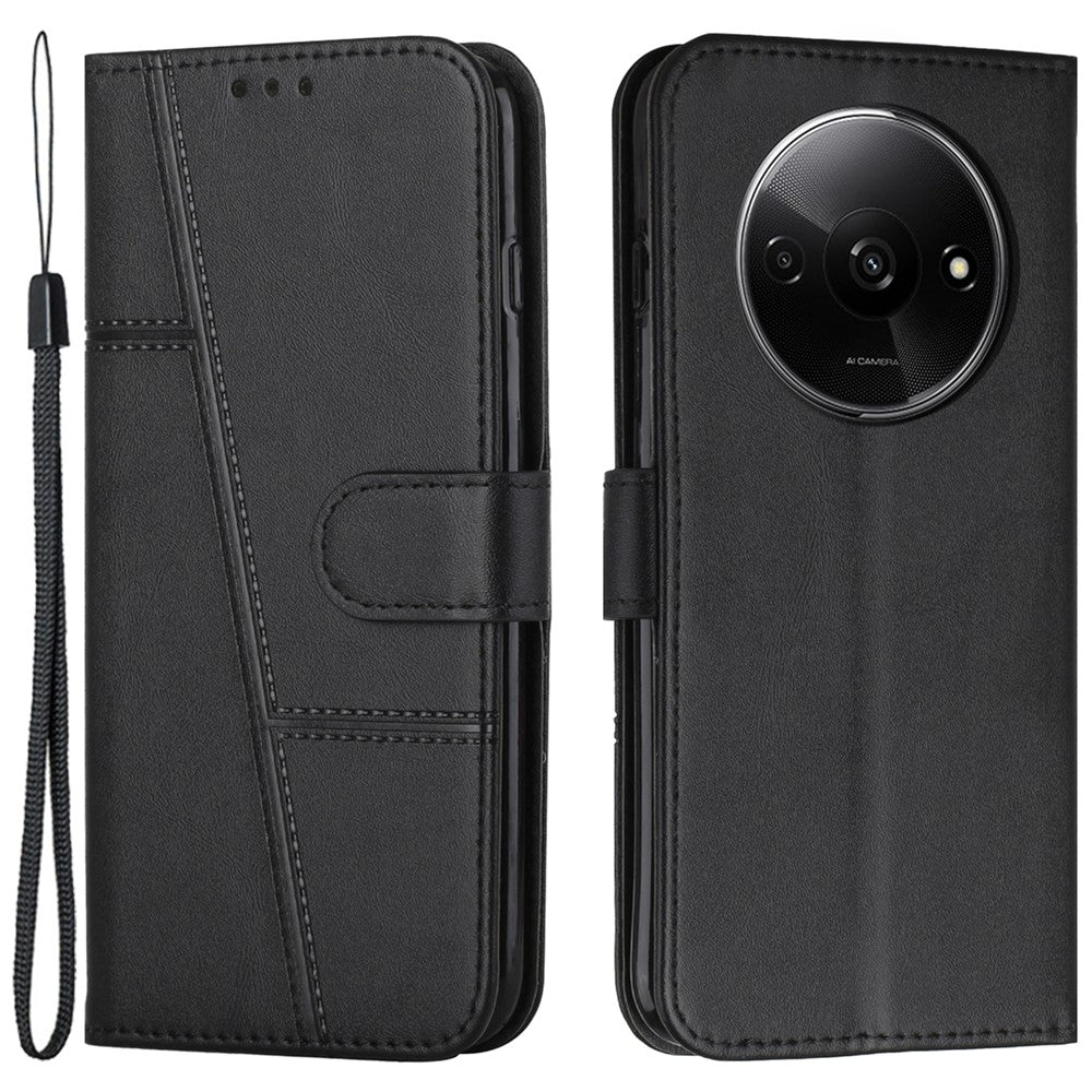 For Xiaomi Redmi A3 4G / Poco C61 4G Case Calf Texture Leather Wallet Phone Cover with Folio Stand