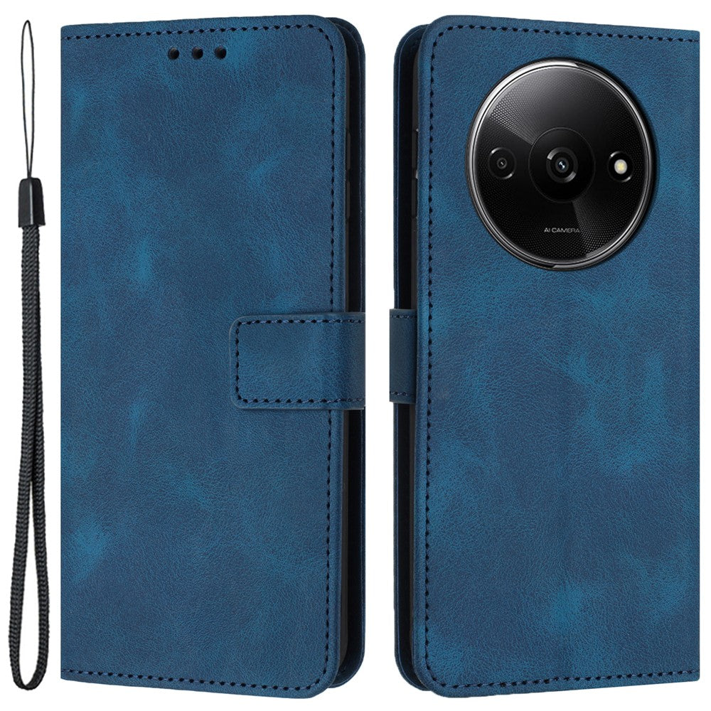 For Xiaomi Redmi A3 4G / Poco C61 4G Case Solid Color PU Leather Stand Magnetic Closure Phone Cover