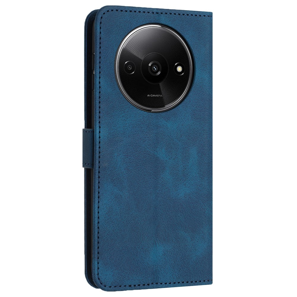 For Xiaomi Redmi A3 4G / Poco C61 4G Case Solid Color PU Leather Stand Magnetic Closure Phone Cover