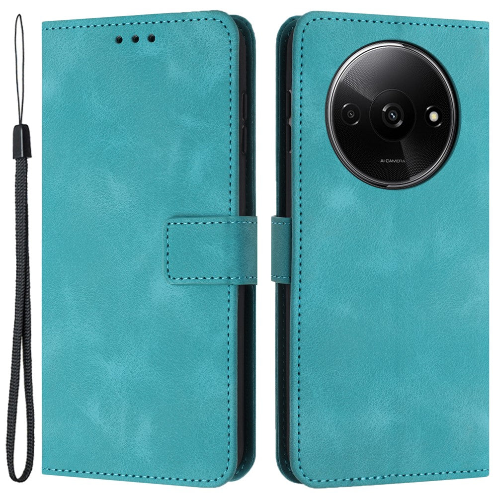 For Xiaomi Redmi A3 4G / Poco C61 4G Case Solid Color PU Leather Stand Magnetic Closure Phone Cover