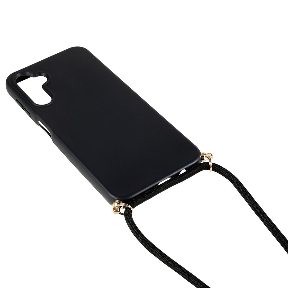 For Samsung Galaxy A35 5G Back Case Wheat Straw + TPU Shockproof Phone Cover with Adjustable Lanyard