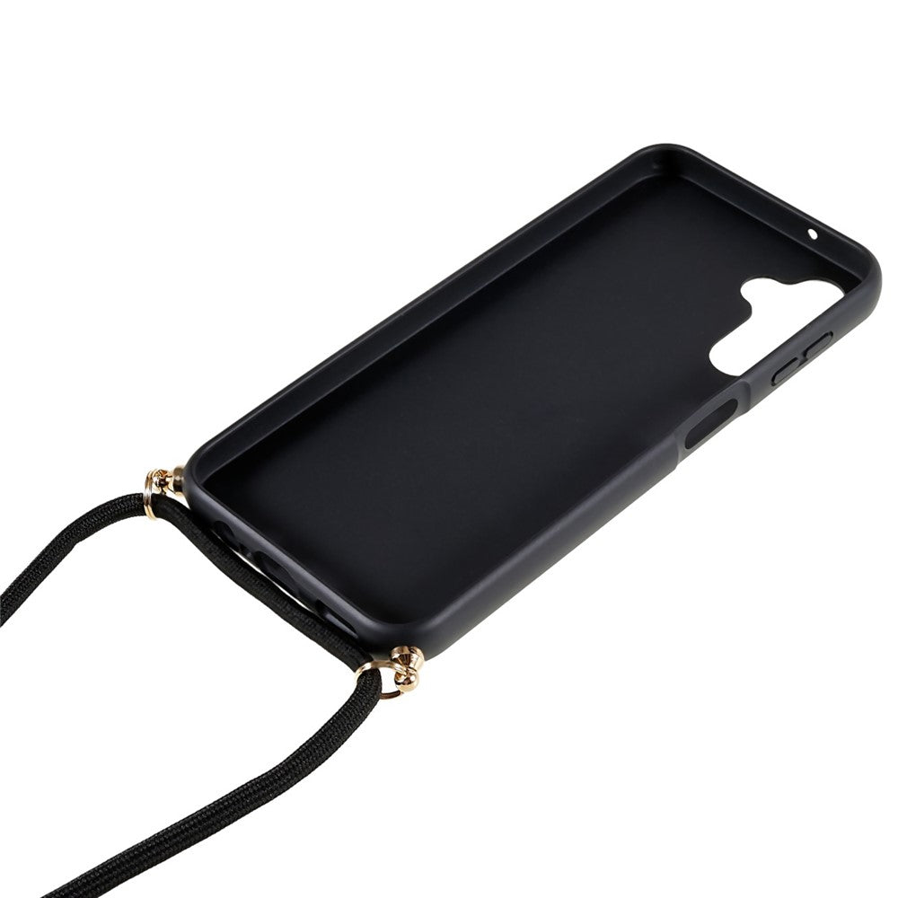 For Samsung Galaxy A35 5G Back Case Wheat Straw + TPU Shockproof Phone Cover with Adjustable Lanyard