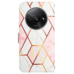 For Xiaomi Redmi A3 / Poco C61 4G Leather Case with Shoulder Strap Marble Pattern Phone Stand Cover