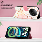 For Xiaomi Redmi A3 / Poco C61 4G Leather Case with Shoulder Strap Marble Pattern Phone Stand Cover