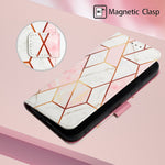 For Xiaomi Redmi A3 / Poco C61 4G Leather Case with Shoulder Strap Marble Pattern Phone Stand Cover