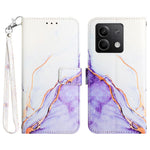 For Xiaomi Redmi Note 13 5G Case with Strap Marble Pattern Leather Phone Cover Card Holder